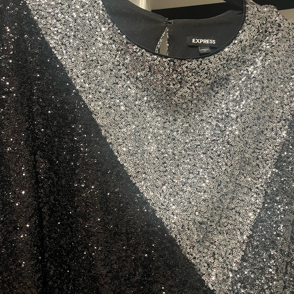 Express Glittering Black and Silver Dress
